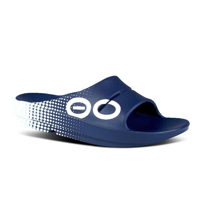 Unisex Oofos OOahh Sport Slide Sandal Color: Matrix Navy