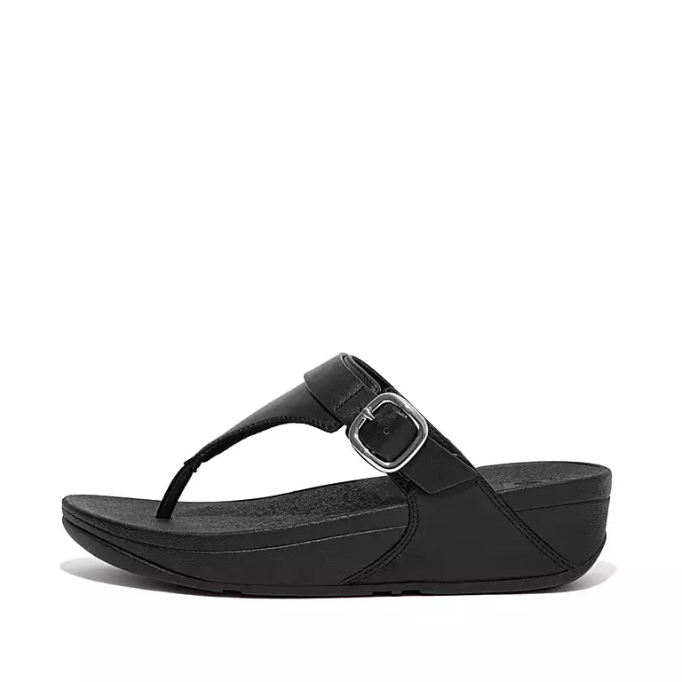 Women's Fitflop Lulu Adjustable Leather Toe-Post Color: All Black