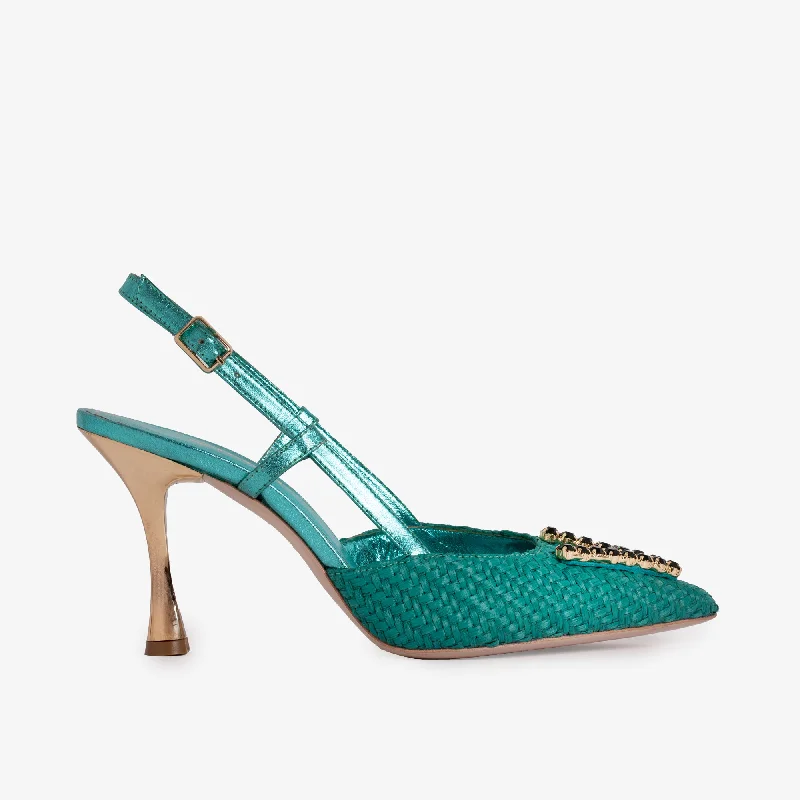 The Luna Turquoise Leather Slingback Women Sandal