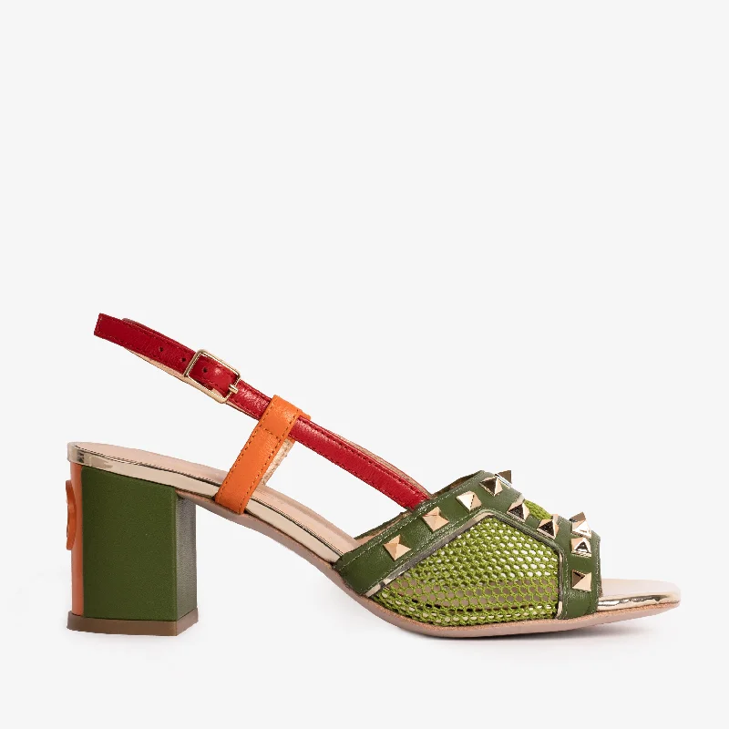 The Linea Green Leather Women Slingback Shoe