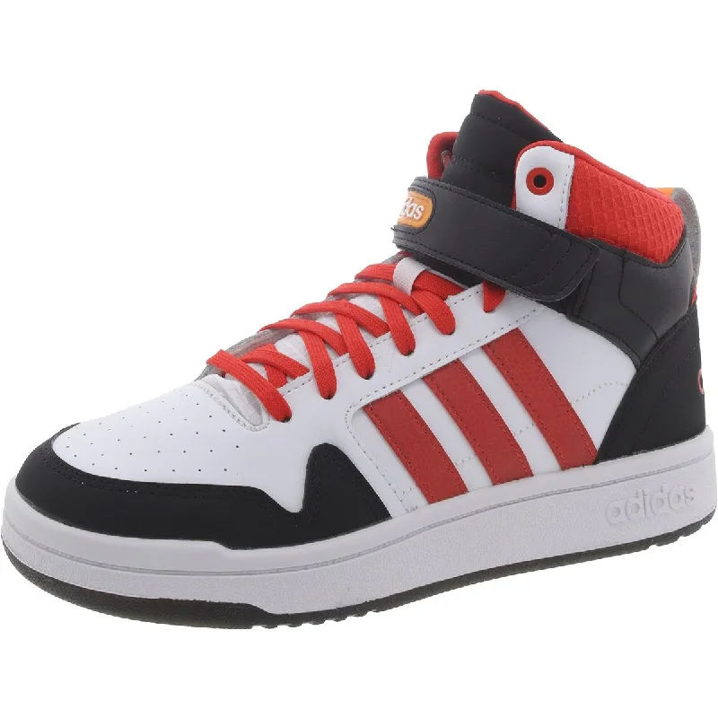 Adidas Mens Positive Mid Faux Leather Lace-Up Basketball Shoes