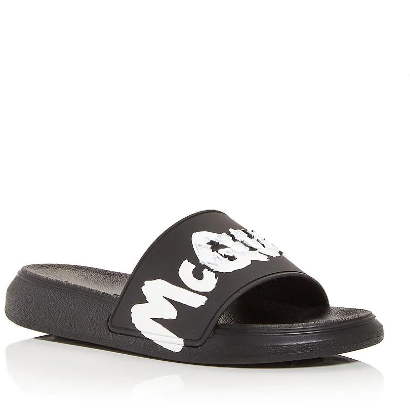 Alexander McQueen Womens Logo Slides Pool Slides