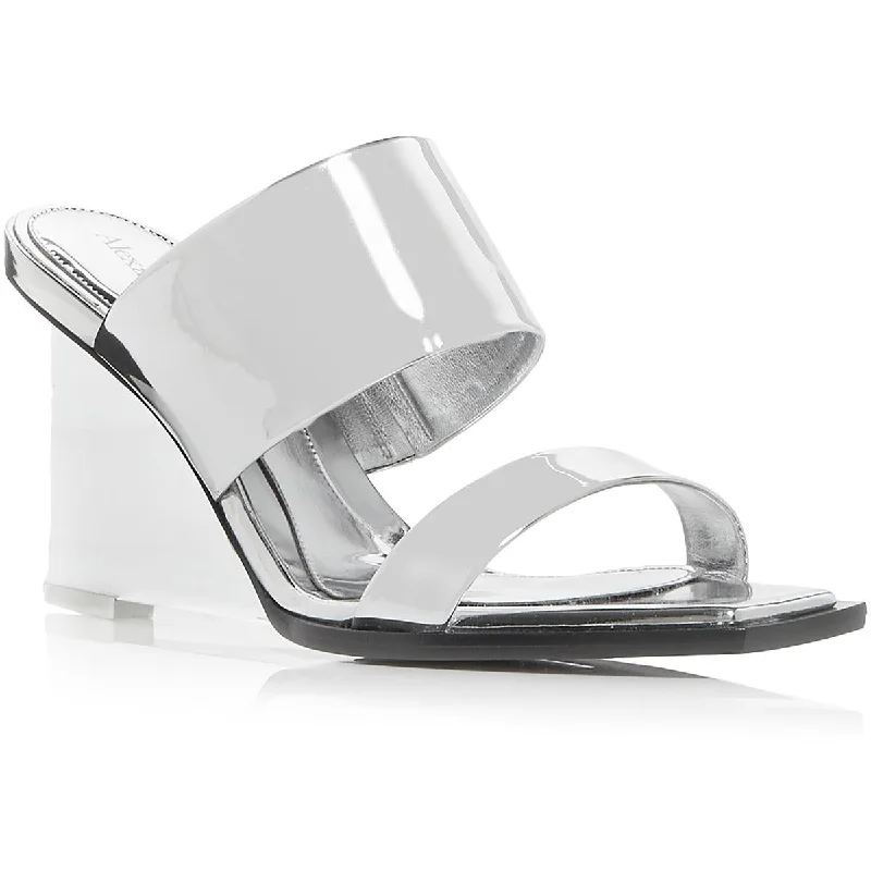 Alexander McQueen Womens Patent Leather Dressy Mule Sandals