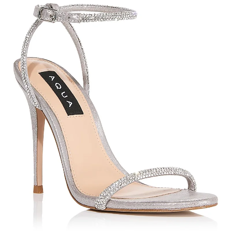 Aqua Womens Berlin Embellished Metallic Heels