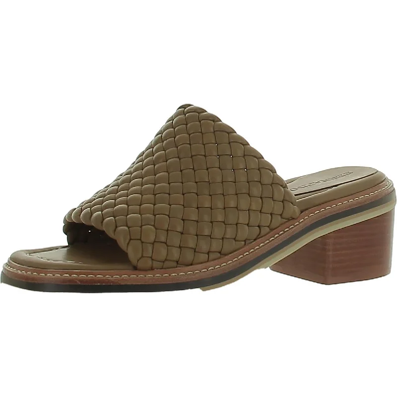 Bernardo Womens Leather Woven Slide Sandals