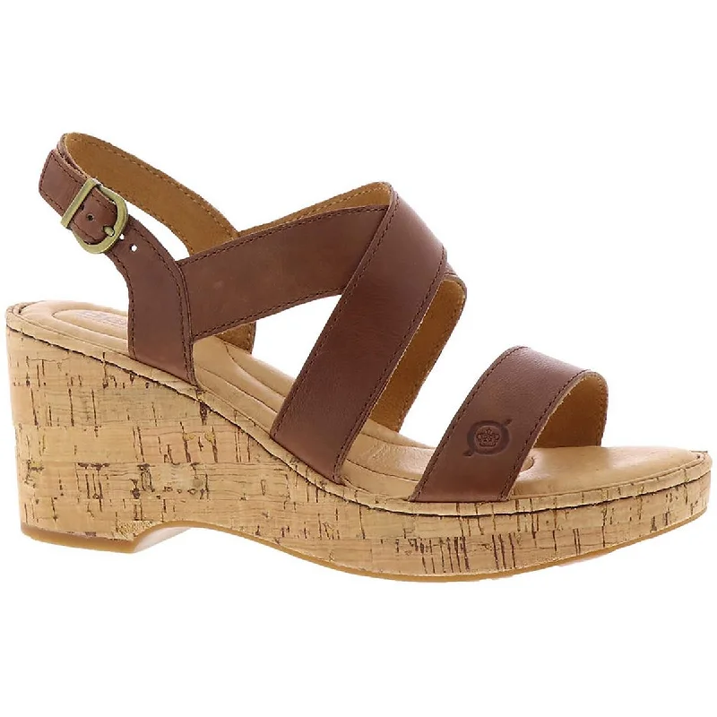 Born Womens LANAI Leather Open Toe Wedge Sandals