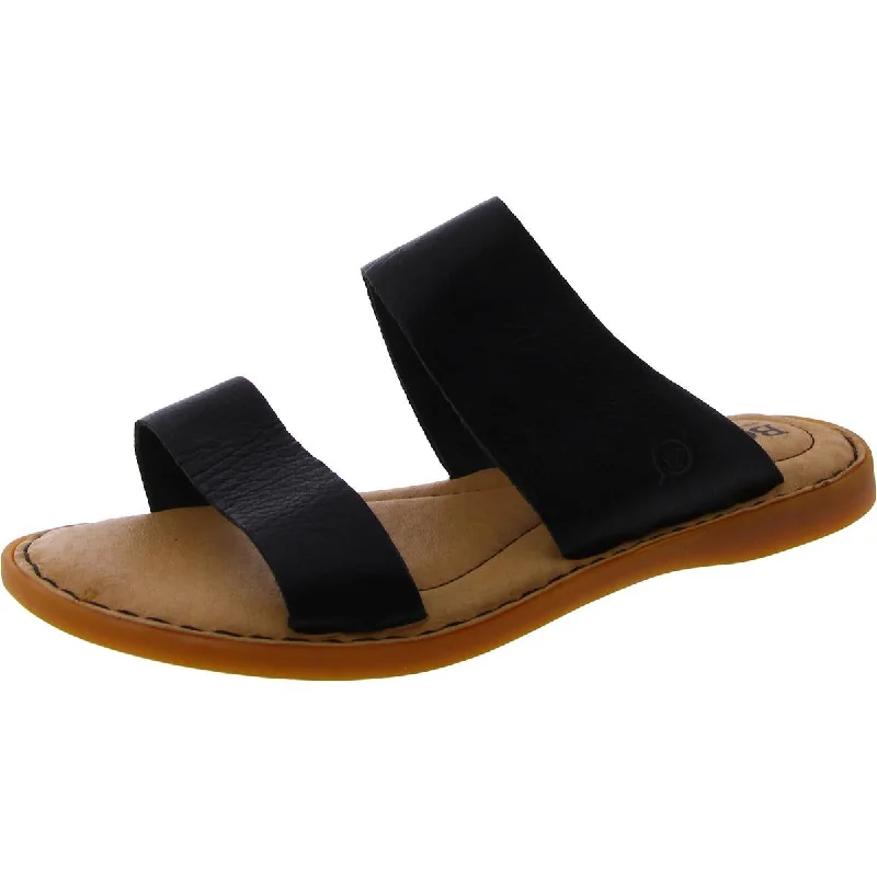 Born Womens Leather Strappy Slide Sandals