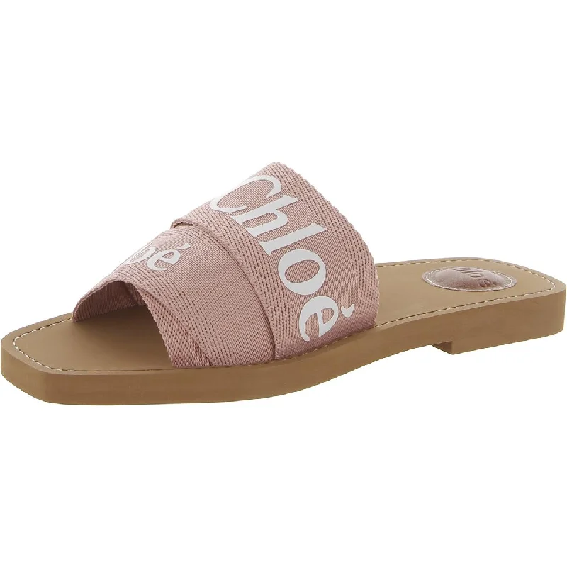 Chloe Womens Woody Logo Slip On Slide Sandals