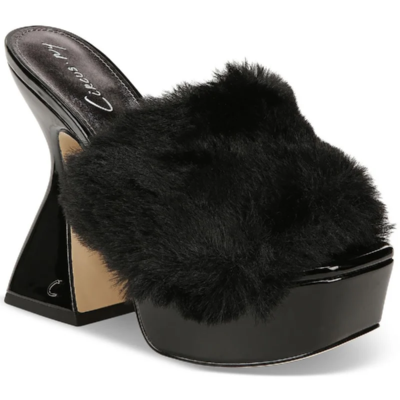 Circus by Sam Edelman Womens ABIGAL Patent Faux Fur Platform Heels