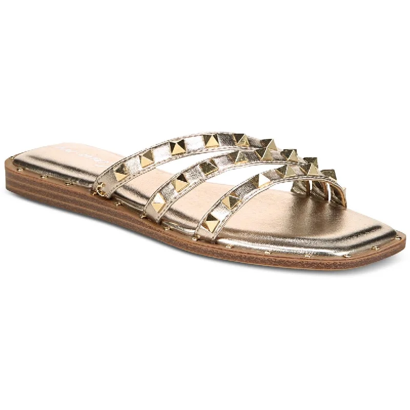 Circus by Sam Edelman Womens Verity Faux Leather Embellished Slide Sandals