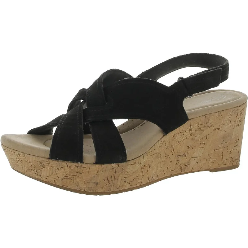 Clarks Womens Faux Suede Platform Sandals