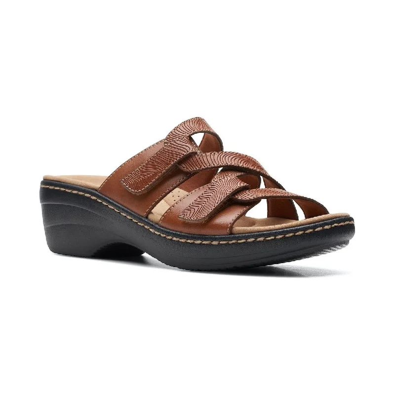 Clarks Womens Merliah Karli Slip-On Embossed Footbed Sandals