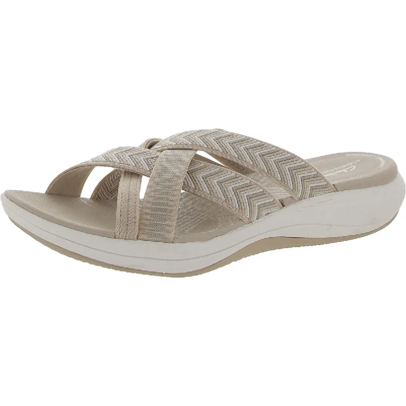 Cloudsteppers by Clarks Womens Mira Grove Textured Comfort Insole Wedge Sandals