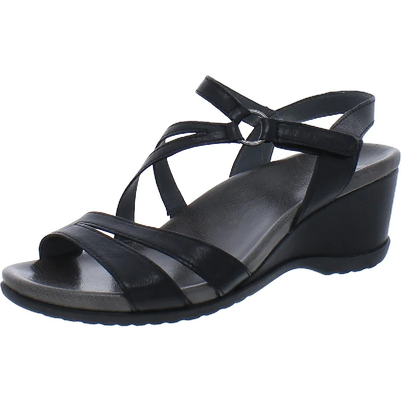 Dansko Womens Addyson Leather Ankle Wedge Sandals