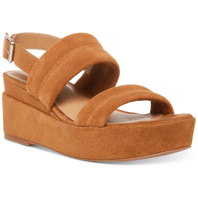 DKNY Womens Nuria Suede Ankle Strap Platform Sandals