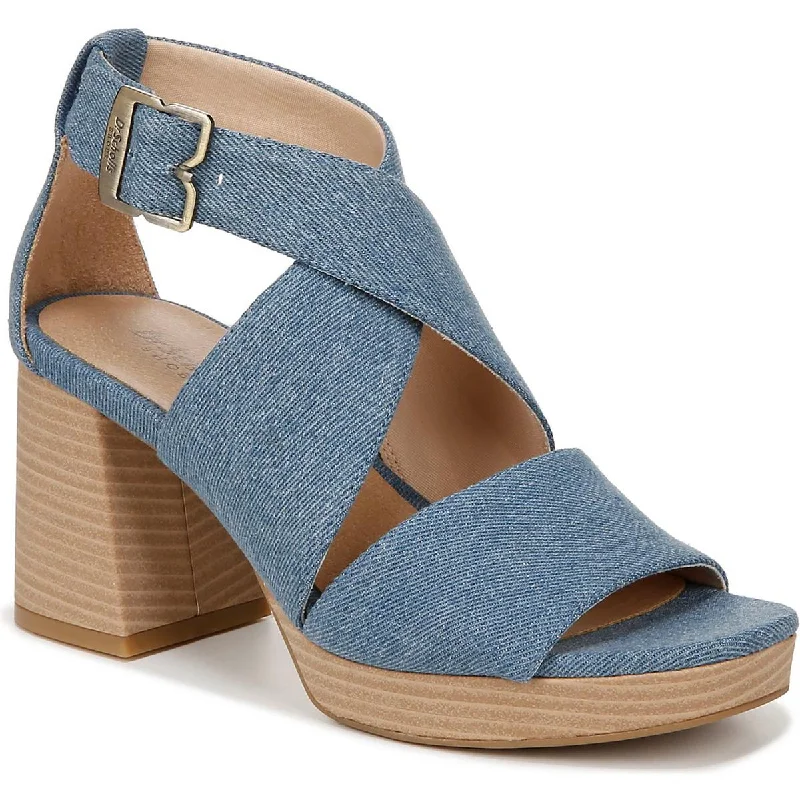 Dr. Scholl's Shoes Womens Maya Denim Block Heel