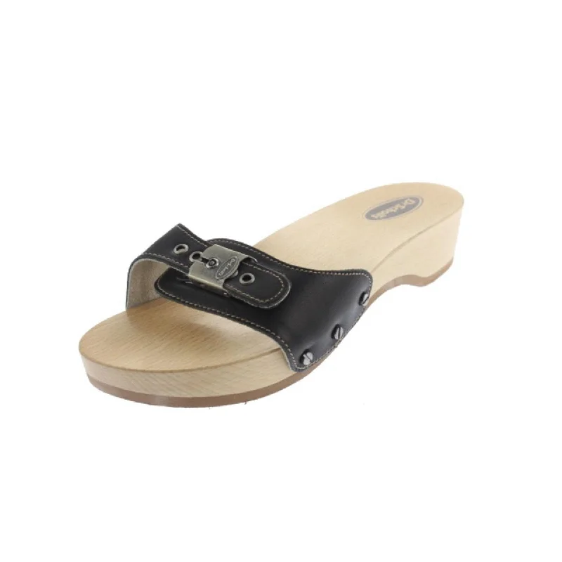 Dr. Scholl's Shoes Womens Original Leather Clog Slide Sandals