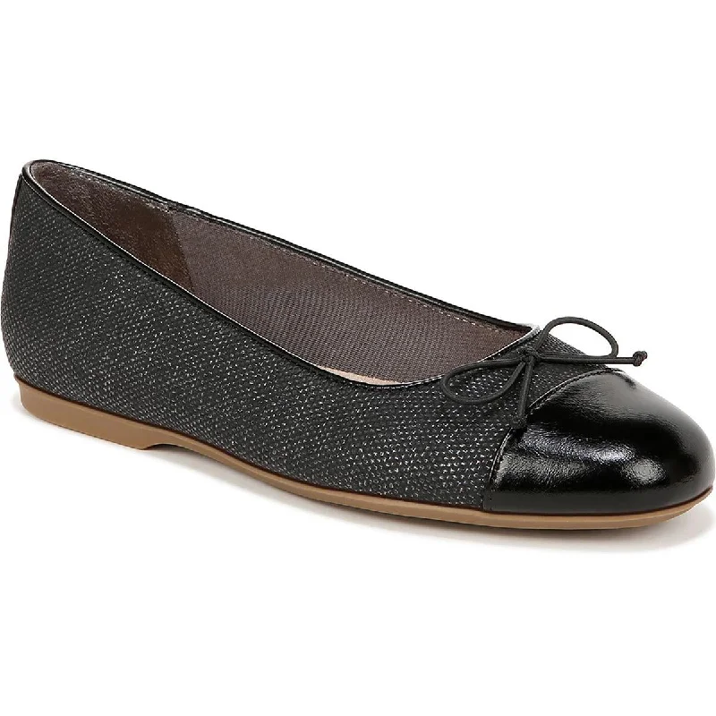 Dr. Scholl's Shoes Womens Wexley Bow Faux Leather Slip-On Ballet Flats