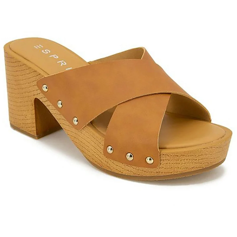 Esprit Womens Mia Criss-Cross Faux Leather Slide Sandals