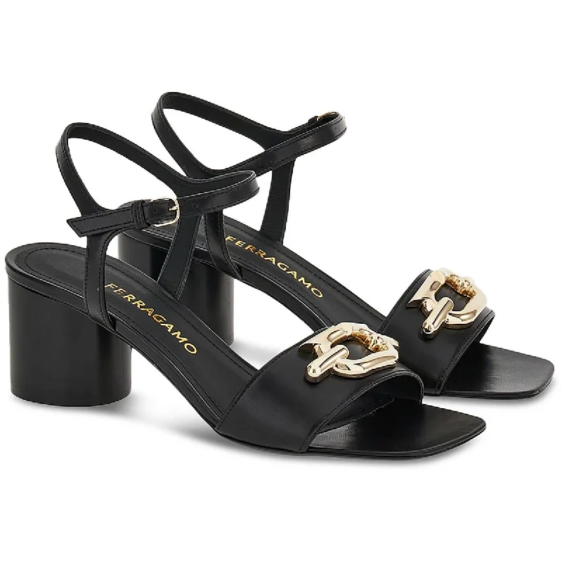 Ferragamo Womens Priscilla Leather Chain Slingback Sandals