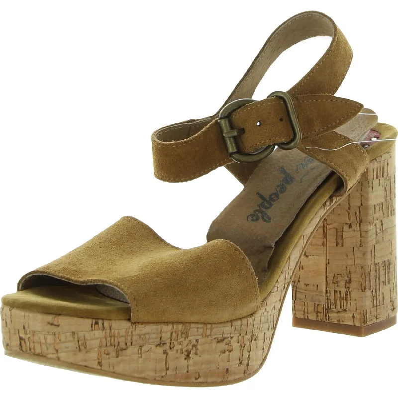 Free People Womens Brooke Cork Slingback Block Heel