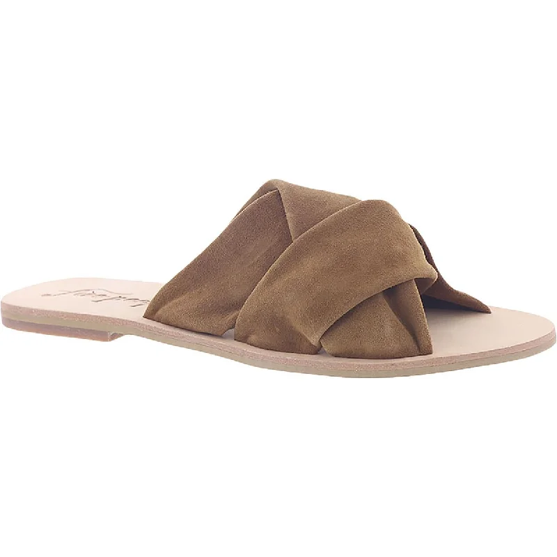 Free People Womens Rio Vista Leather Flat Slide Sandals