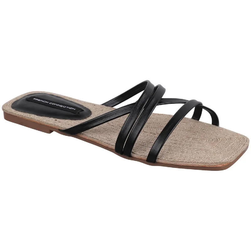 French Connection Womens North West Rope Leather Slip On Slide Sandals