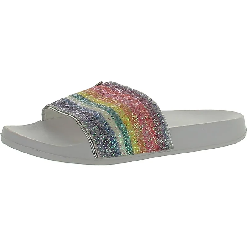 Guess Womens Mixers Glitter Slip-On Slide Sandals