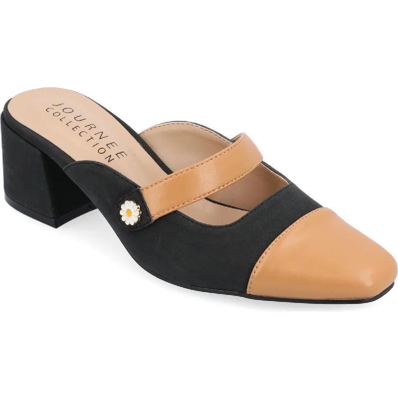 Journee Collection Womens DALLA Comfort Insole Faux Leather Block Heels