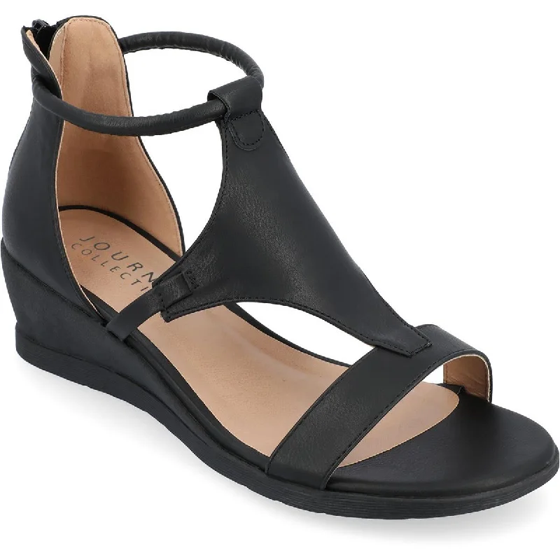 Journee Collection Womens Faux Leather Wedge Sandals