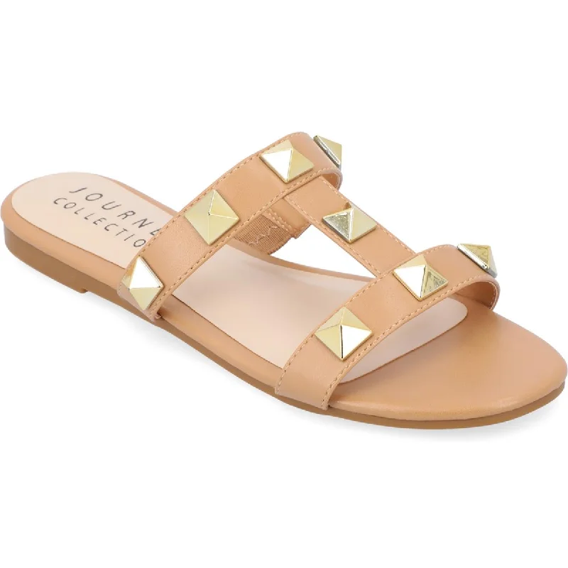 Journee Collection Womens KENDALL Faux Leather Almond toe Flatform Sandals