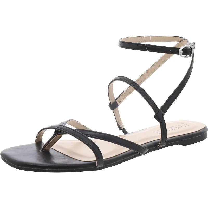 Journee Collection Womens Strappy Faux Leather Ankle Strap