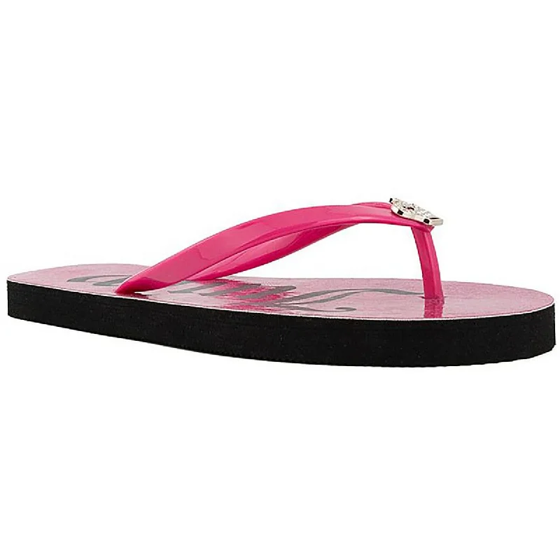 Juicy Couture Womens Embellished Logo Flip-Flops