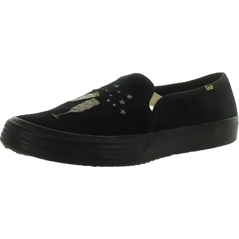 Keds Womens Double Decker Cheers Velvet Lifestyle Slip-On Sneakers