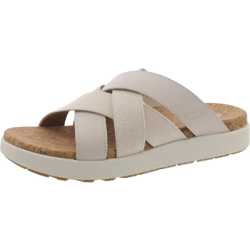 Keen Womens Elle Mixed Leather Slip-On Slide Sandals