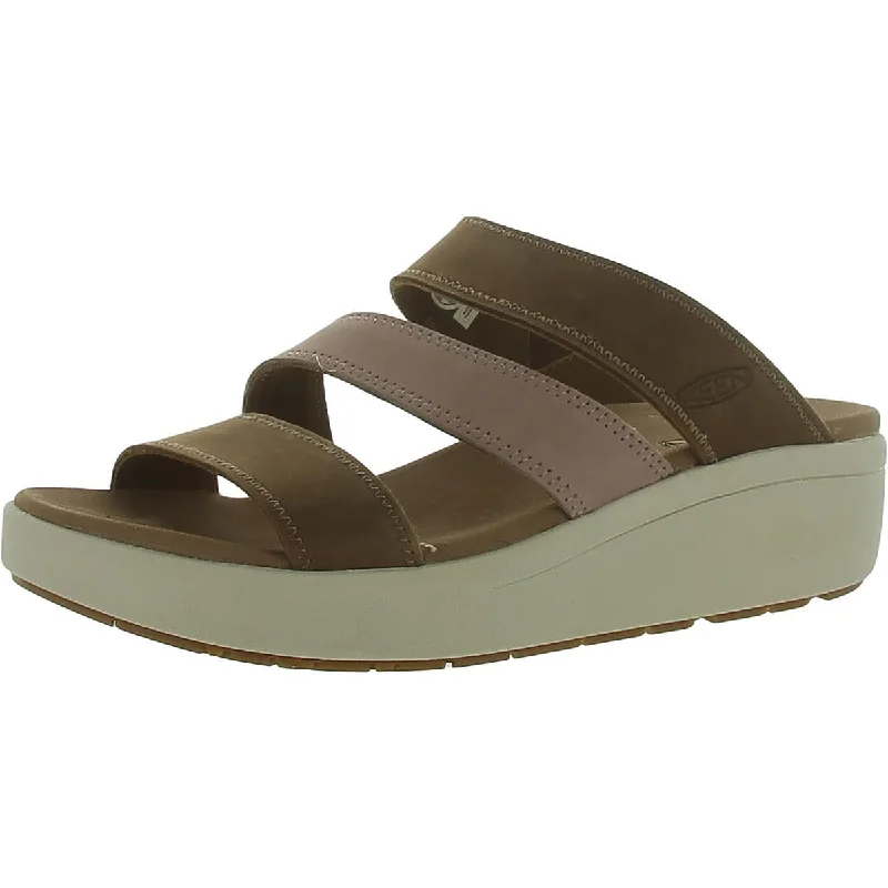 Keen Womens Ellecity Leather Slip-On Slide Sandals