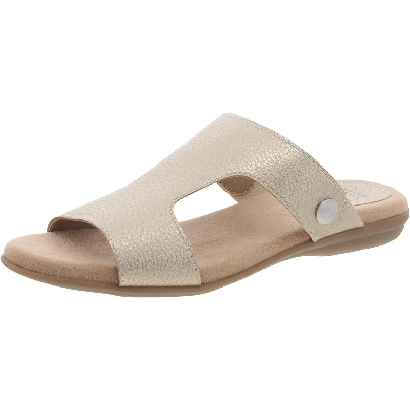 LifeStride Womens Baha Faux Leather Slip On Slide Sandals