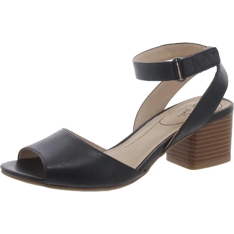 LifeStride Womens Rosetta Faux Leather Adjustable Block Heel