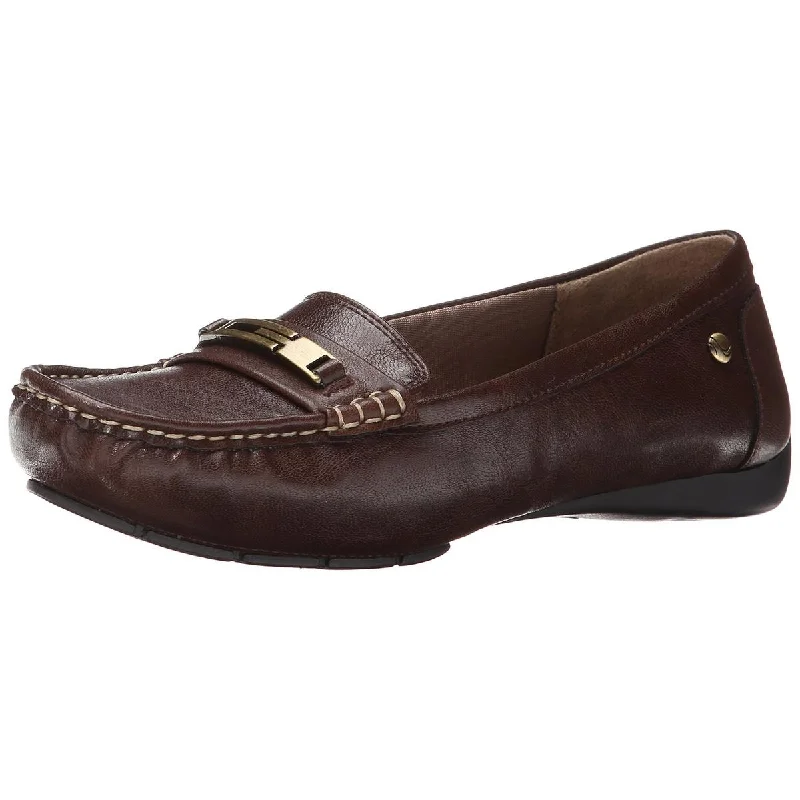 LifeStride Womens Viva Faux Leather Moc Toe Loafers