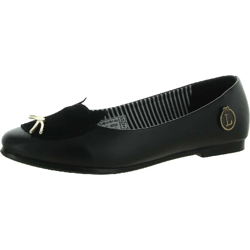 Loly in the Sky Womens Black Kitty Solid Slip On Loafers