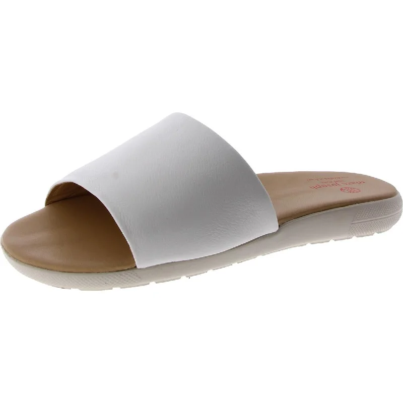 Marc Joseph Womens Elisabeth Leather Slip-On Slide Sandals