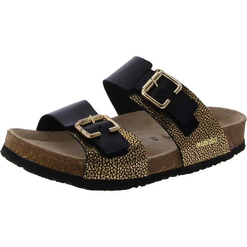 Mephisto Womens Maya Leather Footbed Slide Sandals