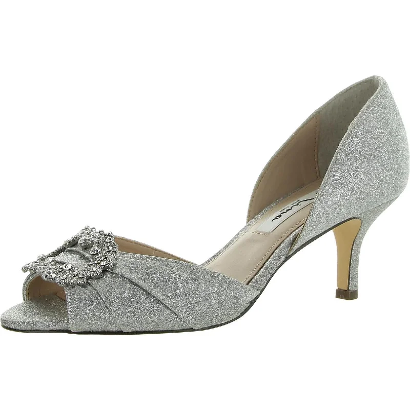 Nina Womens Textured Glitter Heels