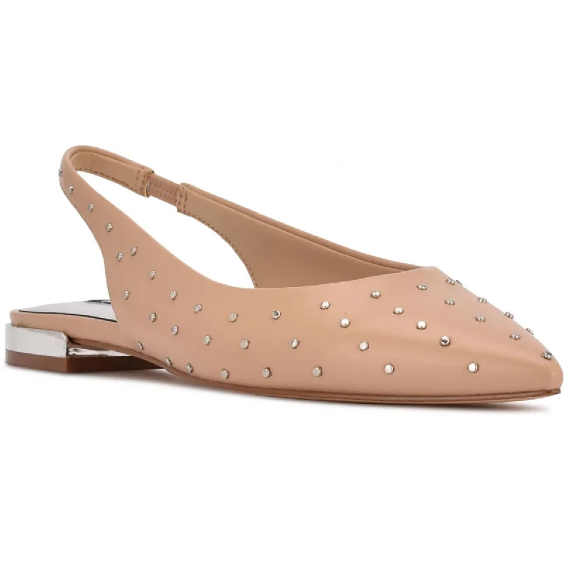 Nine West Womens Faux Leather Studded Slingbacks