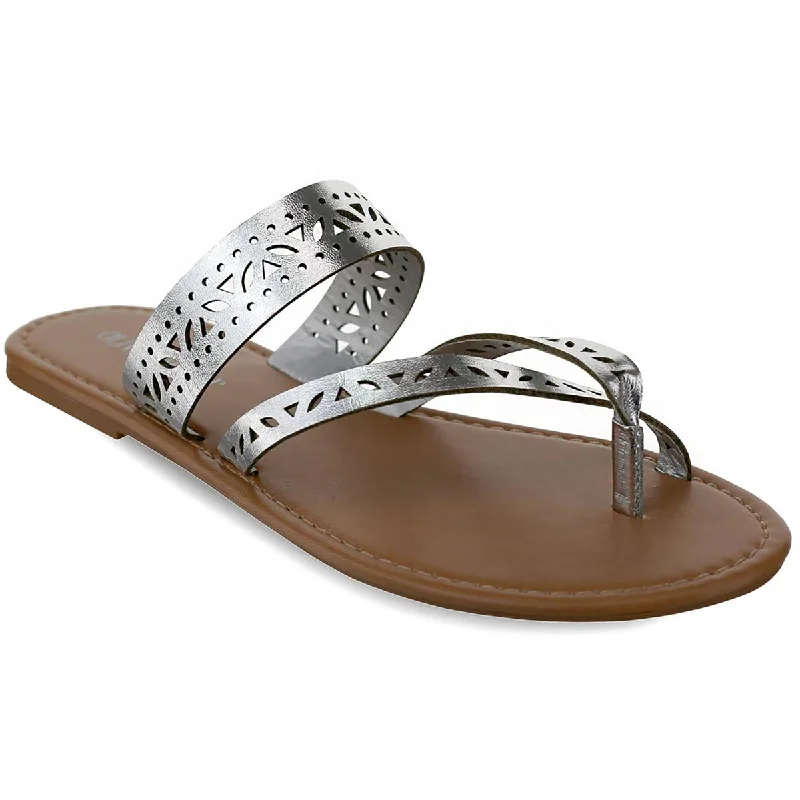 Olivia Miller Womens Augustine Laser Cut Flat Thong Sandals