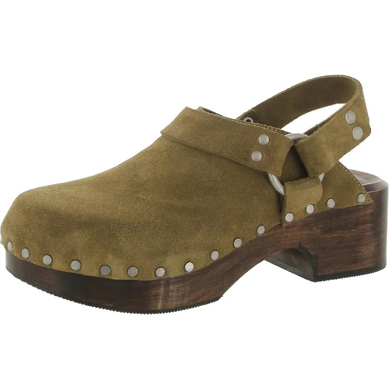 RE/DONE Womens 70s Studded Slingback Suede Studded Clogs