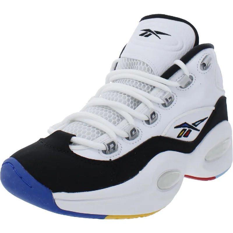 Reebok Mens Question Mid Leather Logo Basketball Shoes