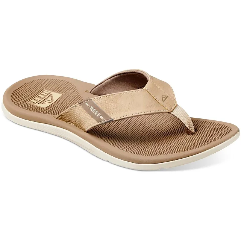 Reef Womens Santa Ana Faux Leather Comfort Flip-Flops