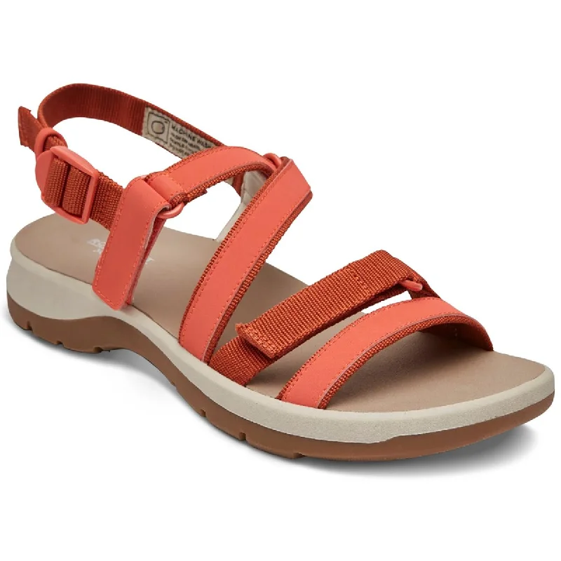 Rockport Womens Trail Tech Multi Faux Leather Slip On Wedge Sandals