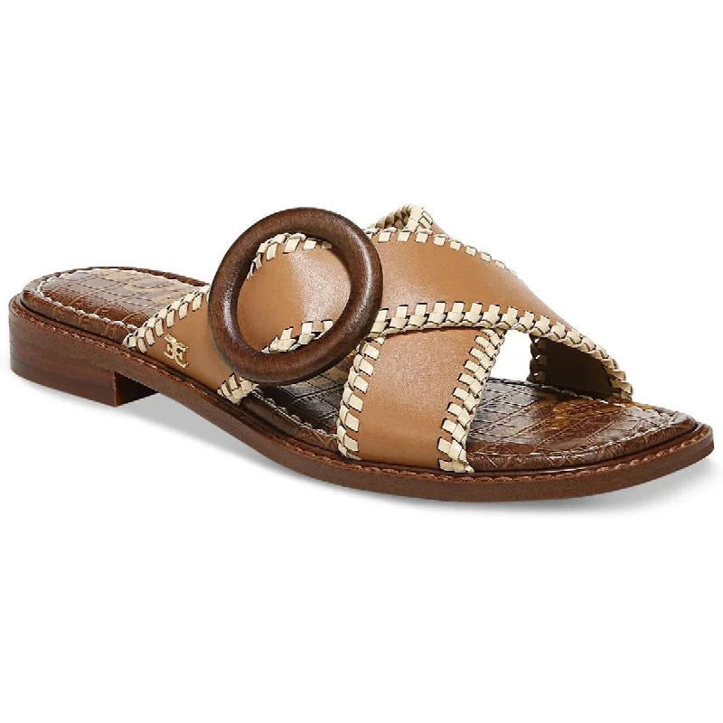 Sam Edelman Womens Harlie Leather Square Toe Slide Sandals